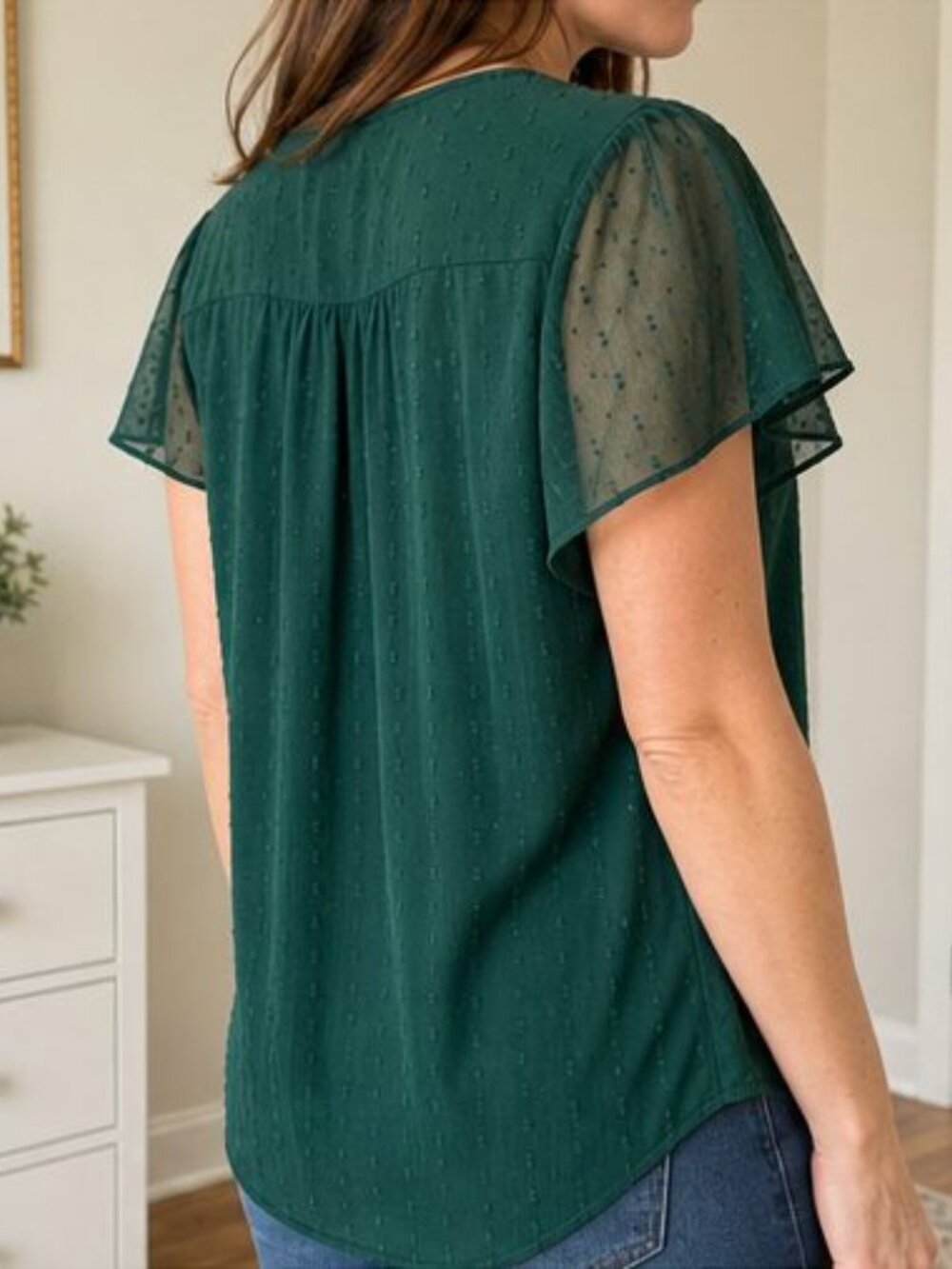 Emerald Ruffle Blouse - Picture 3 of 6